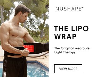 Nushape wearable light therapy wrap shown on a man outdoors.